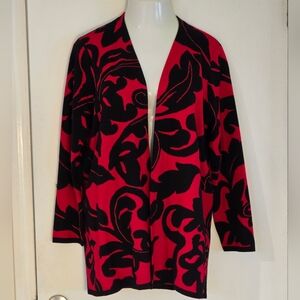 Chico's Vibrant Red and Black Cardigan